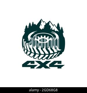 Off Road Mountain Adventure Logo Icon flacher Vektor Konzept Grafikdesign Stock Vektor