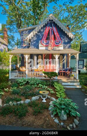 Historisches viktorianisches Haus in Oak Bluffs, Martha's Vineyard Island Stockfoto
