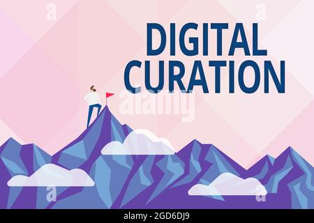 Textunterschrift zur Darstellung der digitalen Konfiguration. Konzept Bedeutung Wartung Sammlung und Archivierung digitaler Assets Abstract Erreichen und Erreichen von Zielen Stockfoto