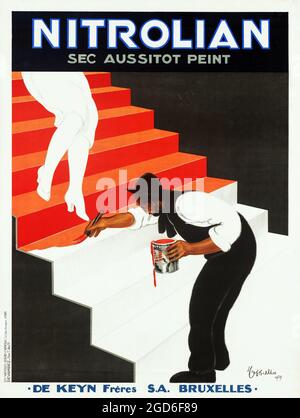 Alte und alte Werbung / Poster. Art Deco Poster von Leonetto Cappiello 1929 – Nitrolian, sec Aussitot Peint. Werbung für Farbe. Frankreich. Stockfoto