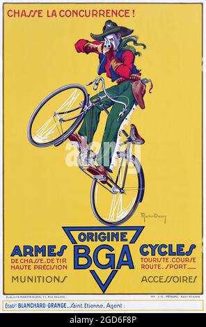 Alte und alte Werbung / Poster. Arwork von Martin Dupin - Origine BGA Armes, Munitions, Cycles Zubehör - ca. 1930 Stockfoto