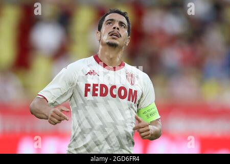 Monaco, Monaco, 10. August 2021. Wissam Ben Yedder von AS Monaco reagiert während des UEFA Champions League-Spiels im Stade Louis II, Monaco. Bildnachweis sollte lauten: Jonathan Moscrop / Sportimage Stockfoto