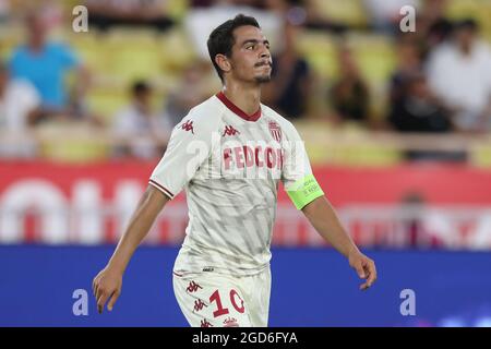 Monaco, Monaco, 10. August 2021. Wissam Ben Yedder von AS Monaco reagiert während des UEFA Champions League-Spiels im Stade Louis II, Monaco. Bildnachweis sollte lauten: Jonathan Moscrop / Sportimage Stockfoto