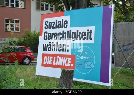 Wahlplakate in der Thielallee in Dahlem, Berlin, Deutschland - 10. August 2021. Stockfoto