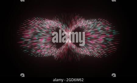 3D-Rendering eines einzigartigen Objekts mit Widerhaken mit farbenfroher Textur oder Muster und Beleuchtung Stockfoto