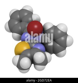 MTT-gelbes Tetrazol-Farbstoffmolekül. Wird im MTT-Test verwendet, der zur Messung der Zytotoxizität und des Zellmetabolismus verwendet wird Stockfoto