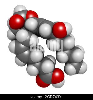 Thromboxan A2 (TXA2)-Molekül. 3D-Rendering. Stockfoto