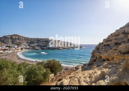 Die Matala-Höhlen auf der griechischen Insel Kreta Stockfoto