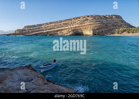 Die Matala-Höhlen auf der griechischen Insel Kreta Stockfoto