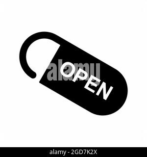 Vektorgrafik von Open Tag - Black Style - einfache Illustration. Bearbeitbare Kontur. Design-Vorlage Vektor.Umriss Stil Design.Vektor Grafik illustrati Stock Vektor