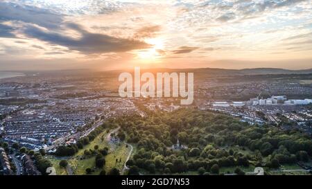 Luftaufnahme des Sonnenuntergangs von Brighton. Stockfoto