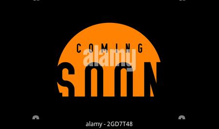Demnächst erhältlich: Schriftzug „Sunset“. Flache Vektorgrafik isoliert auf schwarzem Hintergrund. Stock Vektor