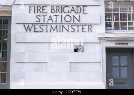 FEUERWEHRSTATION Westminster London England Großbritannien Stockfoto