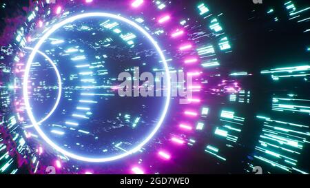 Multi Neon Texture Light Tunnel Curve Stockfoto