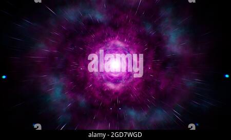 Schnell Durch Den Purple Pink Nebula Space Stockfoto