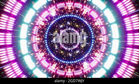 Neon Licht Bunte mechanische Tunnel Hintergrund Stockfoto