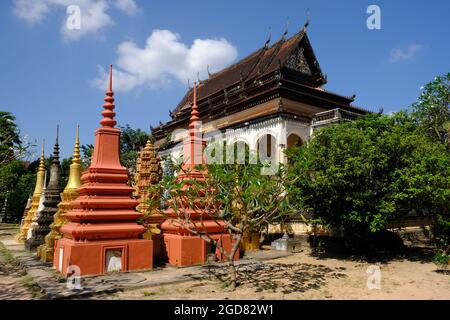 Kambodscha Krong Siem Reap - Wat Bo Bunte Stupa Türme Stockfoto