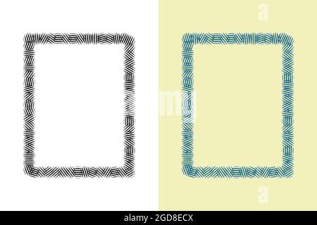 Grunge Rahmen für Beschriftung. Strukturiertes Design in . Rahmen mit Schablonenbemalung. Vektordarstellung isoliert auf weißem und blauem Hintergrund Stock Vektor