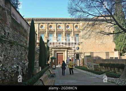 Palast von Karl v. in der Alhambra, Granada, Andalusien, Spanien Stockfoto