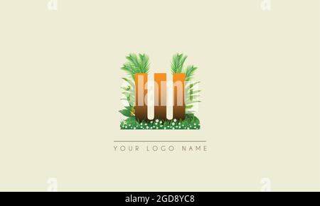 Anfangsbuchstabe W Exotic Summer Tropical Palm Leaves erfrischendes Beach Icon Logo-Design Stock Vektor