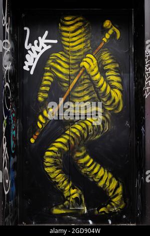 FRANKREICH, PARIS (75) 20. ARRONDISSEMENT, STREET ART IN DER RUE DENOYEZ Stockfoto