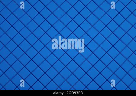 Tapete, Illustration von blauen Fliesen ausgelegt, kleine blaue Quadrate aus Fliesen. Bodenbeläge, Küche, Swimmingpool. 3D-Grafiken, Illustrationen Stockfoto