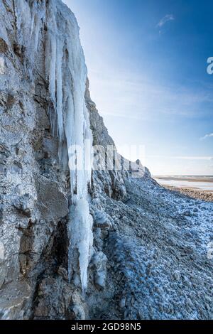 Le Cap Blanc-nez sous la glace, Frankreich, Côte d'opale, hiver Stockfoto