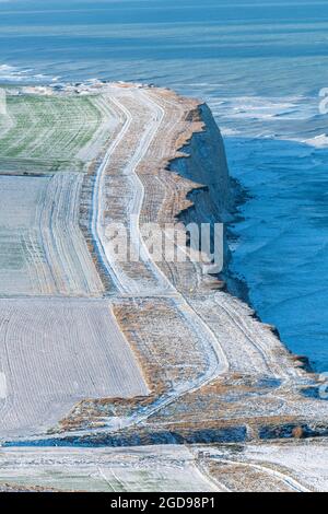 Le Cap Blanc-nez sous la neige, Frankreich, Côte d'opale, hiver Stockfoto