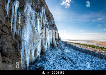 Le Cap Blanc-nez sous la glace, Frankreich, Côte d'opale, hiver Stockfoto