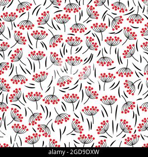 Zartes Design mit pflanzlichen Silhouetten und schwarzen Linien auf transparentem Hintergrund Stock Vektor