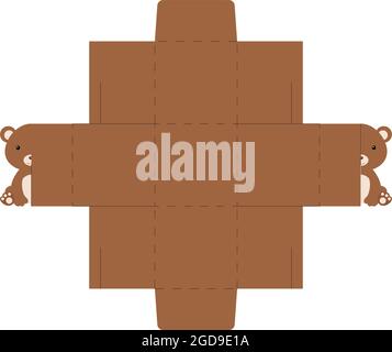 Einfache Verpackung begünstigen Box Bär Design für Süßigkeiten, Süßigkeiten, kleine Geschenke, Bäckerei. Party-Paket die Cut-Vorlage, tolles Design für jeden Zweck, bir Stock Vektor