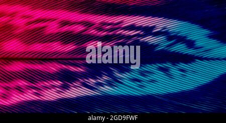 Moderne Kunstwerke, helle saftige Farben Hintergrund. Schwebende Maltechnik. Magentafarbene, blaue und zyanblaue Linien, Schatten Stockfoto