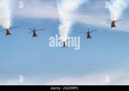 Sevilla, Spanien - 7. Juli 2020: Airbus Helicopter EC-120 Colibrí (HE-25), vom Flügel 78 des spanischen Luftwaffenhelopters, der in Sevilla, Spanien, ausgestellt ist Stockfoto