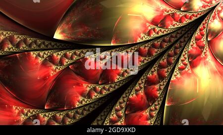 Mehrfarbige symmetrische Fraktal-Muster als Blume oder Schmetterling in Buntglas-Fenster-Stil. Computergenerierte Grafiken. Stockfoto