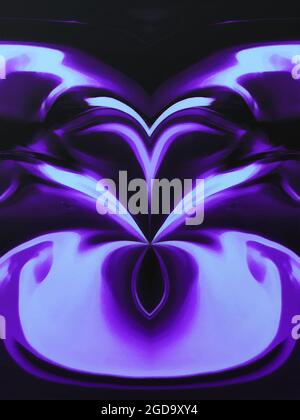 Violette und türkisfarbene Muster. Fraktale Kunst. Dunkler Hintergrund Stockfoto