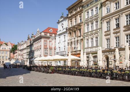 Posen / Polen Marktplatz - Altstadt, Architektur in der Nähe des historischen Rathauses, 'alter Markt' - stary rynek. Stockfoto
