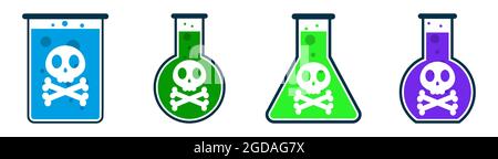 Kein Gift erlaubt. Symbol für Giftverbot. Symbol für das Verbot toxischer Substanzen. Rote Stoppschilder. Vektorgrafik. Stock Vektor