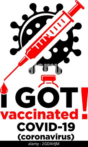 Ich habe Covid-19 geimpft. Vektorvorlage auf transparentem Hintergrund Stock Vektor