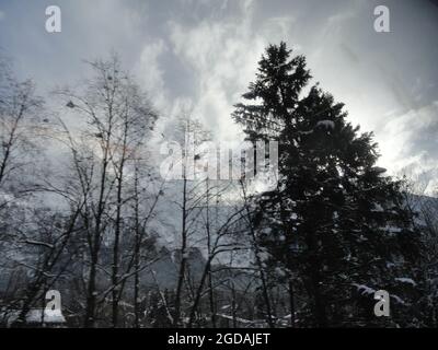 Paysages : vue du Petit train de Chamonix en hiver Stockfoto