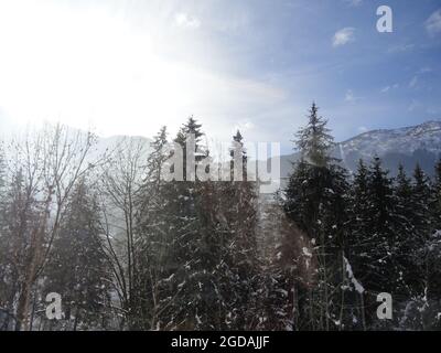 Paysages : vue du Petit train de Chamonix en hiver Stockfoto