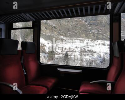 Paysages : vue du Petit train de Chamonix en hiver Stockfoto