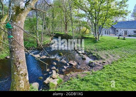 Einkaufszentrum Milton of Crathes, Kunstverkaufszentrum und Bahnhof, Royal Deeside Railway, Banchory, Aberdeenshire, Highland Region, Schottland, Vereinigtes Königreich Stockfoto