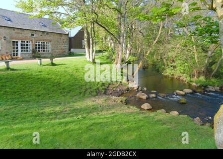 Einkaufszentrum Milton of Crathes, Kunstverkaufszentrum und Bahnhof, Royal Deeside Railway, Banchory, Aberdeenshire, Highland Region, Schottland, Vereinigtes Königreich Stockfoto