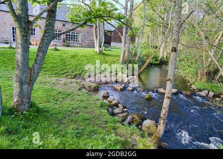 Einkaufszentrum Milton of Crathes, Kunstverkaufszentrum und Bahnhof, Royal Deeside Railway, Banchory, Aberdeenshire, Highland Region, Schottland, Vereinigtes Königreich Stockfoto