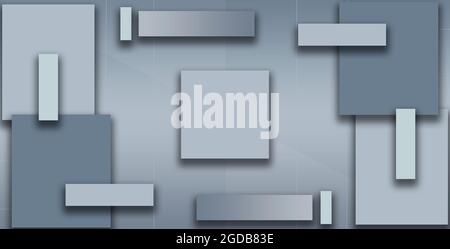 Abbildung mit einer Mischung aus quadratischer und rechteckiger Form. Stapeln geometrischer Formen. Stockfoto