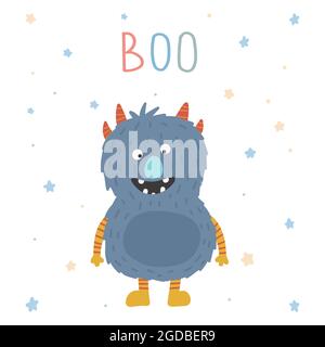 Monster bunt. Niedliche Cartoon kawaii gruselig lustige Baby-Charakter. Frohe Halloween. Vektorgrafik Stock Vektor