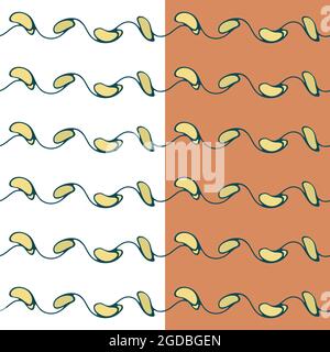 Zeichnen Sie die Linie mit der freien Hand. Nahtloses Vektormuster. Abstraktes horizontales Schriftdesign. Orangefarbener, weißer Hintergrund Stock Vektor