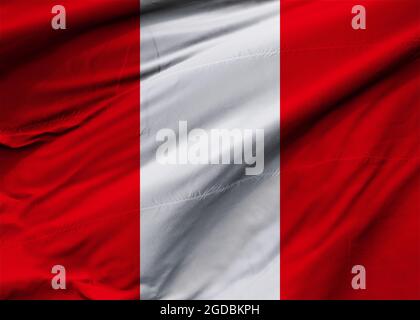 Flagge der Republik Peru weht im Wind. Hintergrundtextur. Lima. 3d-Illustration. 3d-Rendering. Stockfoto