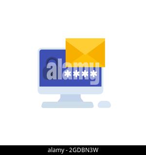 E-Mail-Zugriff und Authentifizierung mit Passwortsymbol Stock Vektor
