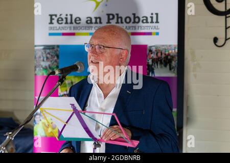 Belfast, Großbritannien. 12. Aug. 2021. 12/08/2021 Danny Morrison bei Scribes at the Rock. Teil von Feile an Phobail. Kredit: Bonzo/Alamy Live News Stockfoto